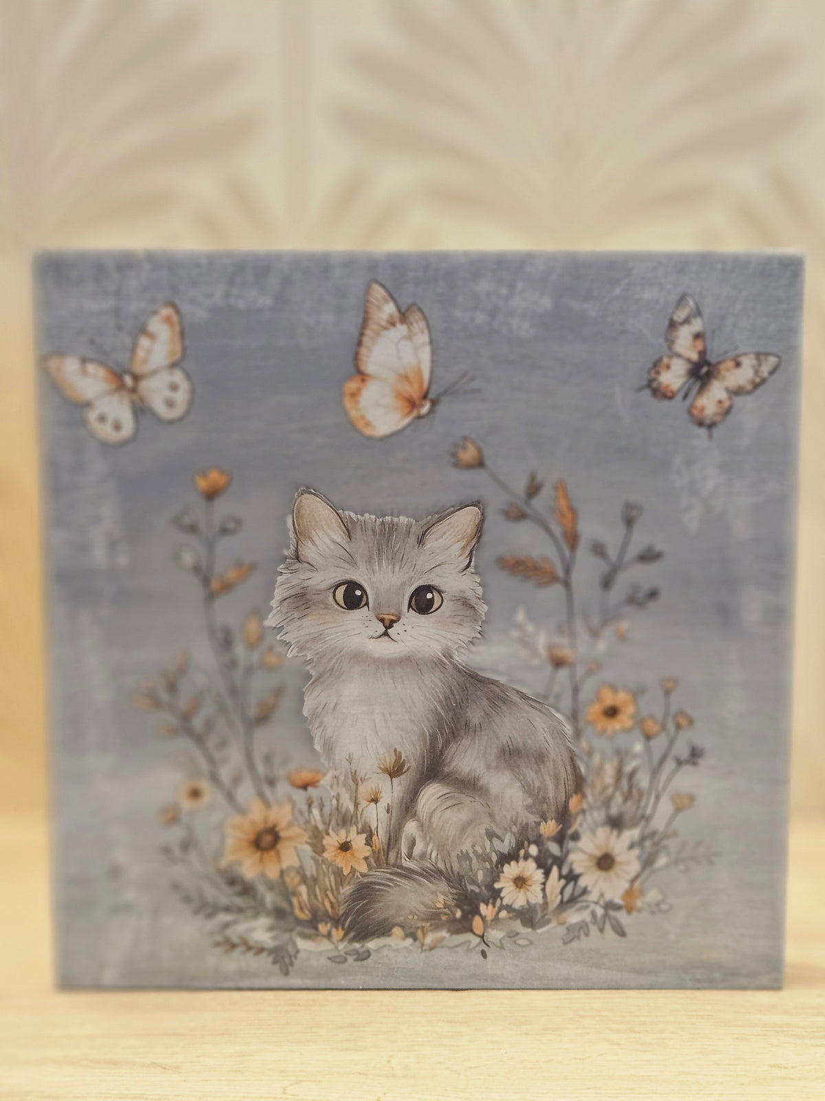Gray Cat Wooden Wall Decor
